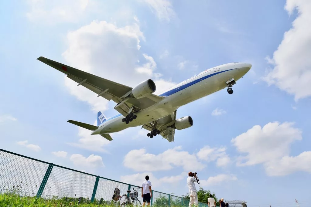 Aviation apps: plane flying over people